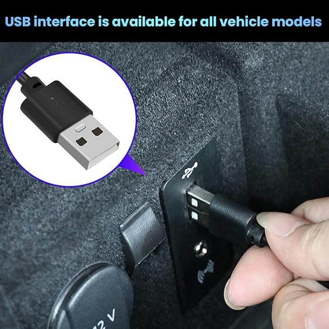 BESULEN Car Interior LED Lights, Neon Light Kit with USB Port, Ice Blue | 4 in 1 Car Ambient Neon Light Kit with USB Port, Interior LED Atmosphere Lights, Decoration for Car Home Garden Party - Image 5