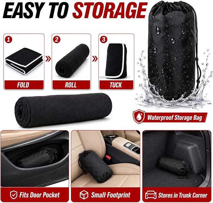 Car Seat Cover Towel 1PCS, 600g Ultra-Thick Absorbent Terry Cloth Seat Protector for Post-Gym Sweat & Beach,Universal Fit for Sedans SUV Trucks,Machine Washable Interior Protection (Black) - Image 8