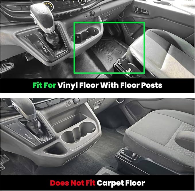 LASFIT Floor Mats for Ford Transit 2022-2026 Vinyl Floor with Posts Only | Ford Transit 150/250/350/350HD All Weather TPE Durable Protector Full Coverage Floor Liners for Transit-150 250 350 350HD - Image 2