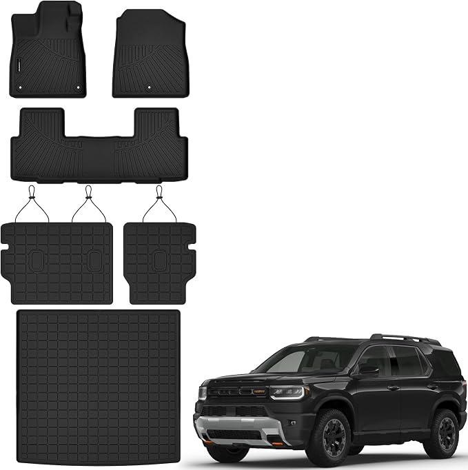 AUXKO All Weather Floor Mats Cargo Mat Backrest Mat for Honda Passport 2026 | High Wall,All-Weather,All Season,Odorless,Anti Slip,Rain&Salt Resistant,TPE Material,Black,Accessories,Pet Friendly by AUXKO