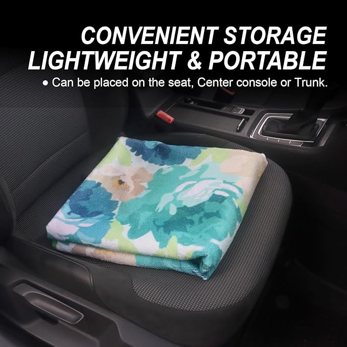 Sweat Towel Car Seat Cover Protector Front Seats for Gym Workout, Running, Swimming, Beach and Hiking, Waterproof Universal Seat Cover for Car, Trucks, Van & SUV (1, Cyan Flower, Rear Seat) - Image 6
