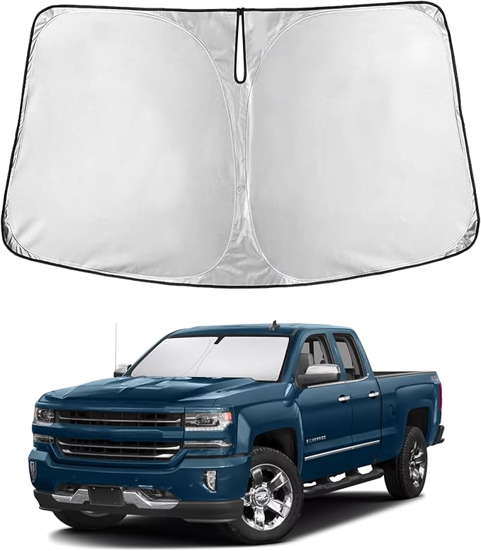 EcoNour Windshield Sunshade for Chevrolet Silverado/GMC Sierra 2014-2019 | 1500 2000 3500 Sun Visor for Front Windshield & Window Sun Shade Cover, UV Heat Blocker & Protector,Car Accessories by EcoNour