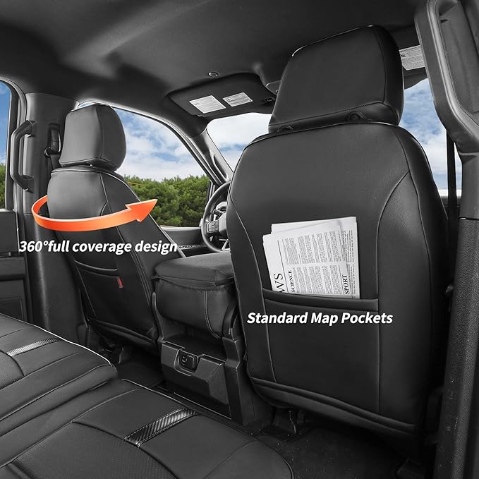 Custom Fit Seat Covers Full Set for Chevy Silverado/GMC Sierra 1500 (2019-2026) and 2500HD/3500HD (2020-2026)-CrewCab,No Rear Seat Storage,Fully Covered Waterproof Leather Truck Seat Protector(Black) - Image 5
