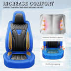 Fit Tacoma Premium Leather Car Seat Covers for Toyota Tacoma 2016-2022 2023 - Waterproof，Breathable，All-Weather Seat Cushion Protecto & Airbag Compatible, Full Set Blue&Black - Image 7