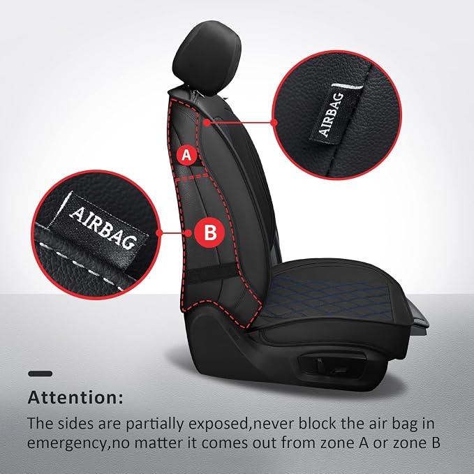 Front Seat Covers,Leather Car Seat Covers Blue for Sedan Truck SUV | Car Seat Covers,Leather Car Seat Cover,2pcs front seat covers, Universal Seat Protector For Families, Pets,Commuter - Image 2