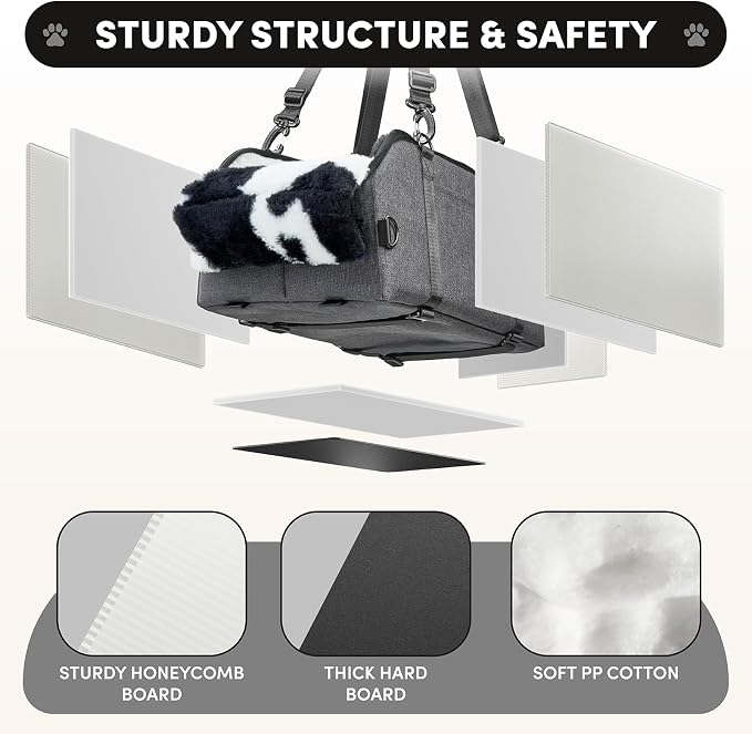 BurgeonNest Center Console Dog Car Seat for Small Pets to 11lbs, Milk Cow | Anti-collapse armrest Console seat with washable fluffy cushion, pillow & tether for stable, cozy pet travel trips. - Image 3