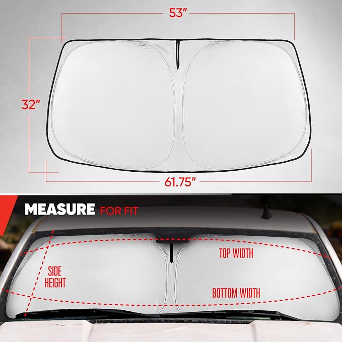 Motor Trend Custom Fit GMC Sierra & Chevy Silverado Windshield Sun Shade - Fits All (2007-2013) Trims - Car Windshield Sunshade Sierra & Silverado Accessories - Automotive Interior Protection - Image 7