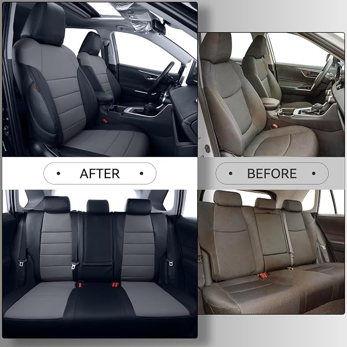 Faux Leather Seat Covers for 2022-2026 Toyota Corolla Cross,Non-Hybrid | Full Set Suv Seat Cushion for Corolla Cross L/XLE/LE,Luxury Waterproof Car Seat Protector,Factory Look,Black/Gray - Image 6