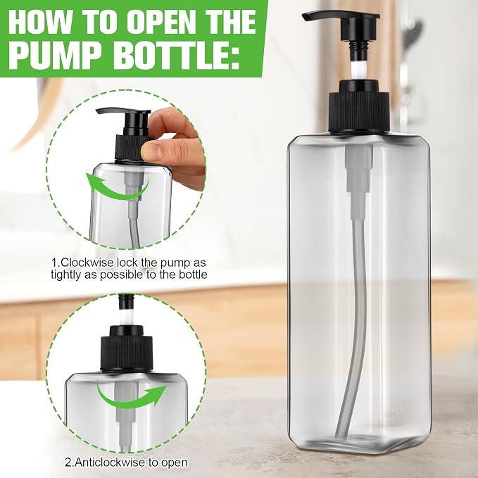 Didaey 8 Pcs Grey Plastic Bottles with Pump 16 oz Refillable Shampoo Dispenser Empty Body Wash Soap Conditioner Lotion Bottles for Bathroom, Kitchen Sink, Hotel, Salon, Cosmetic - Image 5