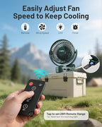 Camping Fan with Remote Control - 12000mAh Rechargeable Battery Powered Fan, Camping Fans for Tents with LED light & Hanging Hook, Rechargeable Battery Operated Ceiling Fans for Tent RV Bed, Green - Image 4