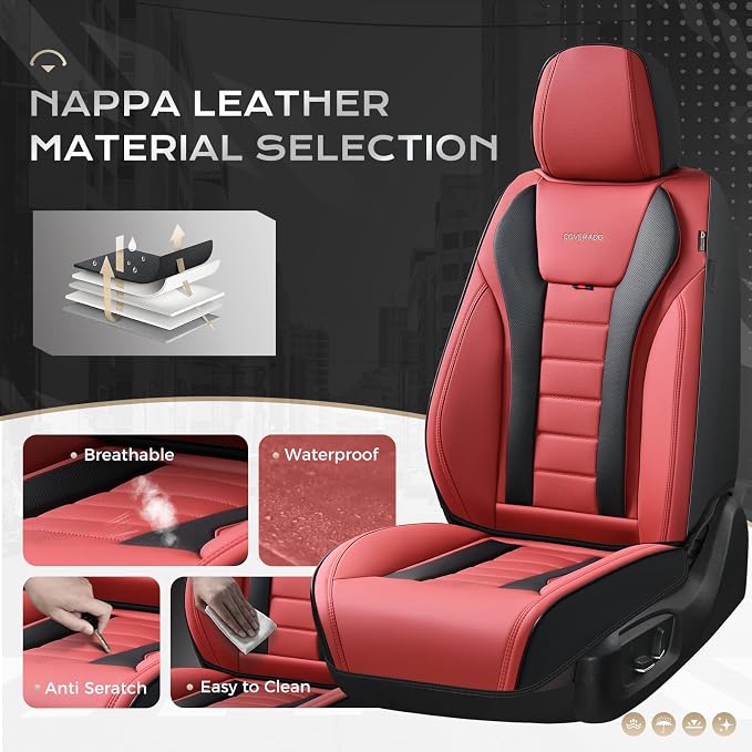 Coverado Car Seat Covers, Front Covers for Cars, Car Seat Cover Front Seats, Automotive Seat Cover, Waterproof, Leather Car Seat Cushion, Universal Interior Covers Seat Protectors for Most Cars - Image 2