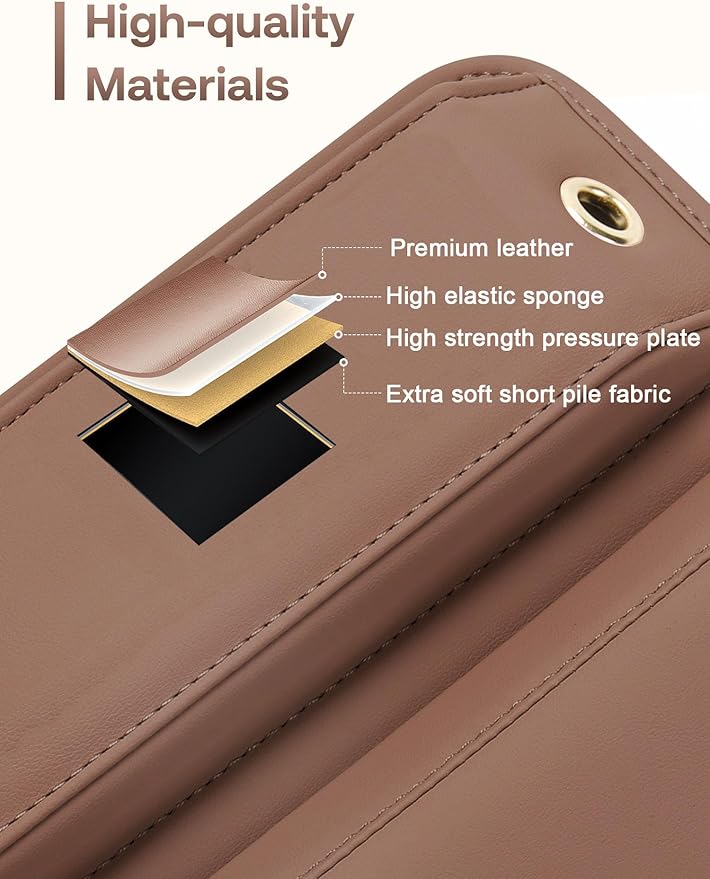 Premium Leather Car Seat Gap Filler Organizer (0.2”-1.2" Gaps), Clever Gifts for Car SUV Truck Owners (Brown, 2 Pack) - Image 5