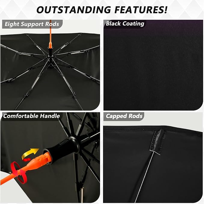 Pink Black Car Sun Shade Windshield Car Umbrella Foldable Uv Ray Reflector Front Window Sun Shade Visor Shield Cover - Image 3