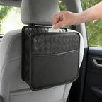 Mandark PU Leather Car Seat Back Organizer, Style 3, Black | Three-pocket layout with clear panel, elastic strap installation, fits most cars, SUVs, and trucks, car interior accessories - Image 6