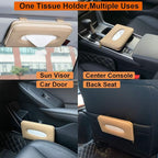 Car Tissue Holder, Sun Visor Tissue Holder, Car Visor Napkin Holder, PU Leather Backseat Tissue Case Holder for Auto Vehicle with Zipper (Beige) - Image 5