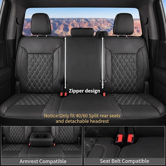 Custom Seat Covers for Silverado, Waterproof Nappa Leather Full Set Seatcovers for Chevy Silverado/GMC Sierra 2007-2013 & 2019-2026 1500, 2020-2026 2500HD 3500HD Crew/Double/Extended Cab,Gray - Image 5