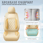 Fit Yaris Premium Leather Car Seat Covers for Toyota Yaris 2007-2019 2020 - Waterproof，Breathable，All-Weather Seat Cushion Protecto & Airbag Compatible, Full Set Beige - Image 7