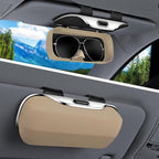 Sunglass Holder for Car Visor, Car Sunglass Holder Case (Beige) | Push-button visor sunglass holder，Full Wrap Dustproof Sunglass Case with Anti-Scratch Lining, Suitable for Trucks, Sedans by Pakanana