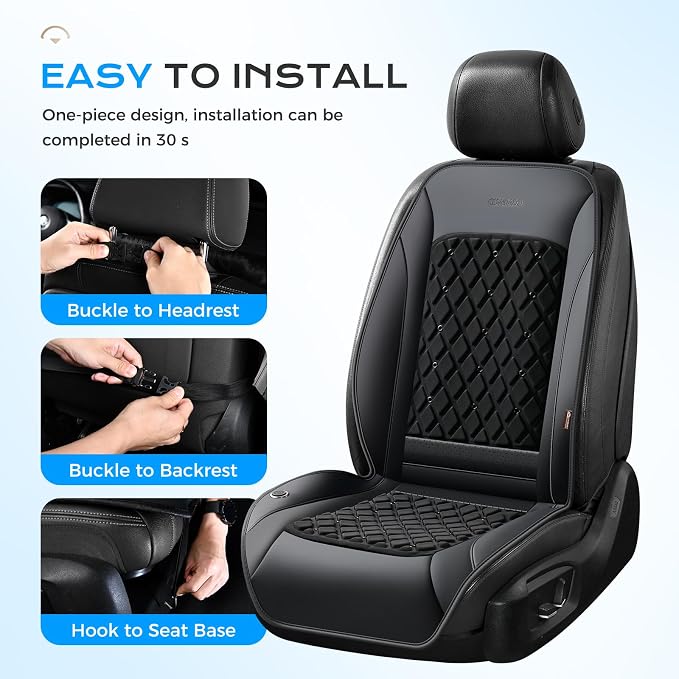 Coverado Cooling Car Seat Cover,Ventilated Car Seat Cushion with 8 Fans, Cooled Seat Cover for Car SUV Truck Universal Fit, Fashion Black - Image 4
