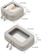 Clear Makeup Case Toiletry Bag Travel Medium Clear Cosmetic Bag with Zipper, Make Up Bag Organizer Traveling TSA Approved Transparent Bag Car for Essentials, Mini & Medium, Beige Grey - Image 2