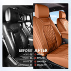 Coverado Premium Leather Full Set Seat Covers Waterproof Heavy-Duty Protectors Custom Fit for Ford F150 (2015-2026) F250/F350/F450 (2017-2026)-Orange, Stain-Resistant - Image 8