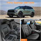 Car Seat Covers Compatible with Kia Sportage 2009-2025 2026, Full Coverage Leather Waterproof Breathable Seat Covers Full Set, Automotive Seat Protectors, Airbag Compatible(5 Seats, Black) - Image 6