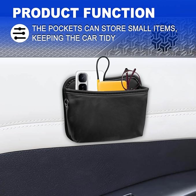 Car Seat Side Storage Pocket/Multi-Pocket Centre Console Storage Box, Car Seat Side Pocket Organizer, PU Leather Pouch Bag (Black) - Image 5