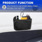 Car Seat Side Storage Pocket/Multi-Pocket Centre Console Storage Box, Car Seat Side Pocket Organizer, PU Leather Pouch Bag (Black) - Image 5