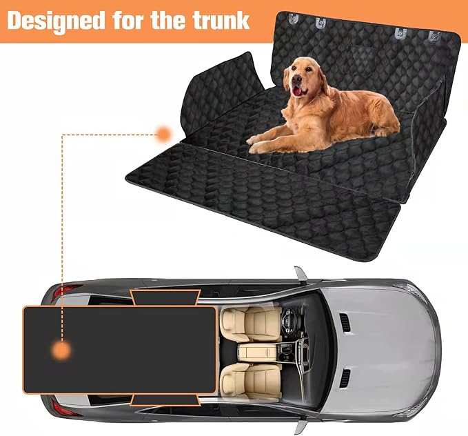 PETICON Dog Car Seat Cover and Cargo Liner, Nonslip Durable Pet Back Seat Bench Cover and Waterproof Pet Cargo Cover for Cars, Trucks, SUVs, Jeep, Bundle - Image 4