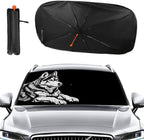 Black White Siberian Husky Car Windshield Sun Shade Foldable Umbrella Auto Sunshade for Car Truck SUV-Blocks Sun Visor Protector-Keeps Your Vehicle Cool - Image 2