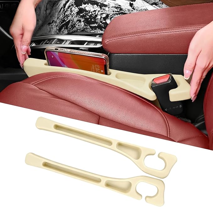 7F Car Seat Gap Filler, Organiser Between Seat and Centre Console, Universal Car Accessories, Fit SUV Truck Storage Beige by Unknown