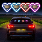 Car Window Wireless LED Ambient Light Solar Powered Love Heart Shaped Neon Lamp for Night Driving Interior Decor Accessories Romantic Gift for Women Girl Couples-Pink - Image 2