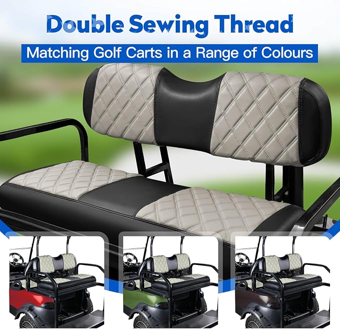 NOKINS Golf Cart Seat Covers Fits Aftermarket Standard Rear Seat Cushion | Fit for Club Car Precedent/DS/EZGO RXV/TXT/Yamaha Drive, No Stapler, Multiple Colors&Breathable (Oyster Gray&Black) - Image 5