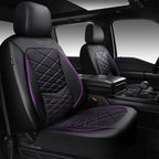 CAR PASS Luxury Nappa Leather Front Seat Covers, Water Resistant 3D Foam Seat Covers with Lumbar Support, Breathable Auto Seat Cover Airbag Compatible Universal Fit Sedan SUV Van Truck, Black Purple by CARPASS