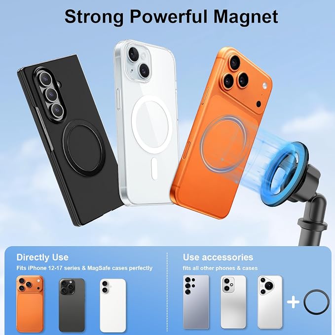 Magnetic Cup Holder Phone Mount for Car, 2 in 1 One-Hand Operation Adjustable Vehicle Cupholder Expander Phone Holder, Compatible with iPhone Android Smartphones - Image 3