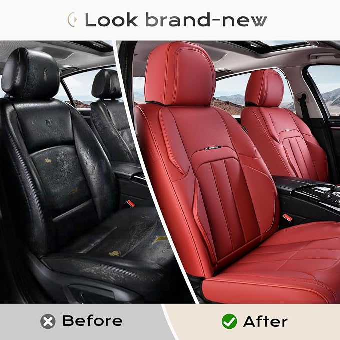 Coverado Nappa Leather Car Seat Covers Full Set, Luxury Waterproof Seat Protectors, Airbag Compatible Anti‑Slip Auto Seat Covers, Universal Fit for Most Cars SUVs Trucks Pickup Vehicles - Image 7