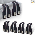 4 Pack Car Headrest Hooks, Dual Metal Hooks, Stylish Black | Premium leather with dual metal hooks and anti-drop design. Holds purses, bags, coats, and groceries securely. by atFivoy