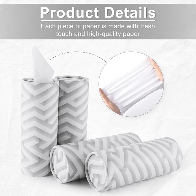 SINGARO Car Tissue Holder, 4 Pack Car Cup Holder Facial Tissues with Travel Tissue Bag, Quick and Convenient Flower Combination Car Tissue Box(4 Canisters/200 Tissues) White - Image 3