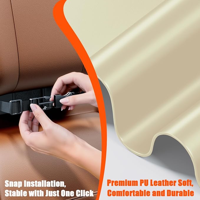 Car Tissue Holder (2Pack), Car Kleenex Holder Fits 100-160 Count | Premium PU Leather,Keep Tidy,Universal,Large tissue box,Backseat Car Napkin Holder,Tissues Dispenser for Car,Beige - Image 6