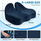 CushZone Extra Large Seat Cushion, Sciatica Support for Office Chair, Blue | Ergonomic Office Chair Cushion for Hip & Tailbone Pain Relief, Memory Foam Cushion for Car, Long Trip, Desk Chair, Lab - Image 2