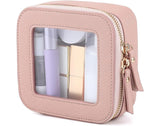 Small Clear Makeup Bag Travel Cosmetic Case, Portable Make Up Organizer Traveling Compact Car Bag for Essentials Transparent Toiletry Bag with Zipper by FASAOH