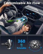 USB Fan for Car AC Air Vent to Boost Cooling Air Circulation | Colorful Light Car AC Fan for SUV Van RV Pickup Truck, Powerful 3 Speed, Quiet Brushless Motor, 360 Rotating Car Clip on Fan - Image 3