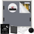 100% Blackout Window Cover Magnetic Blackout Curtains,Portable Black Out Shades No Drill Cuttable Blackout Blinds for Bedroom, RV, Nursery, Media Room,Dorm,Grey (57" W x 79" H) by BirdNest