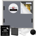 100% Blackout Window Cover Magnetic Blackout Curtains,Portable Black Out Shades No Drill Cuttable Blackout Blinds for Bedroom, RV, Nursery, Media Room,Dorm,Grey (57" W x 79" H) by BirdNest
