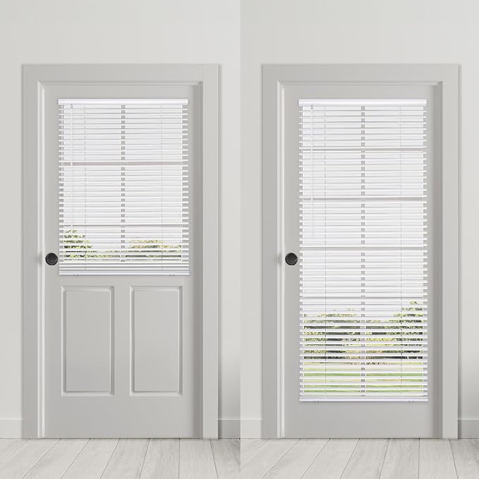 DEZ FURNISHINGS Cordless No Tools 1" Magnet Mini Blinds for Metal Doors, Room Darkening, 25" W x 42" H, White - Image 2
