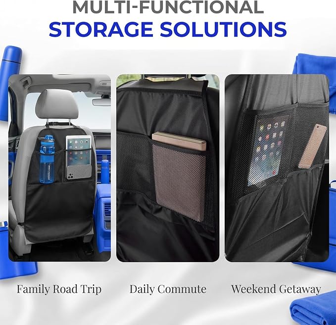 2 PCS Kick Mat Back Seat Protector, Anti-Mud Auto Seat Back Protective Cover with 2 Storage Pockets, Waterproof Backseat Kick Mats for Cars Trucks SUVs, Car Accessories - Image 4