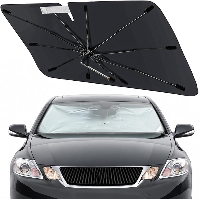 Windshield Sun Shade for Lexus GS 2006-2011, Foldable Umbrella Sunshade | Custom Fit Car Sun Visor with 360° Rotating Shaft, UV Protection Heat Shield Sun Blocker Heat Reflector and Easy Storage by Visufy