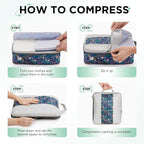 OlarHike 8 Set Compression Packing Cubes for Travel Essentials,Compressible Expandable Space Saver Bags for Organizing Clothes,Luggage Garment Bags with Over 1000 pcs Mesh Holes(Dark Blue Floral) - Image 3