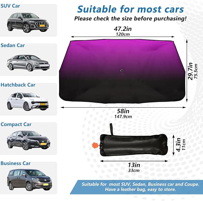 Pink Black Car Sun Shade Windshield Car Umbrella Foldable Uv Ray Reflector Front Window Sun Shade Visor Shield Cover - Image 2