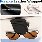 BFXM Sunglass Holder for Car and Truck Sun Visor Organizer Car Accessories | Sunglasses Holder Eyeglass Hanger Clip, Cars Sun Visor Ticket Card Holder Clip, Magnetic Leather Holder for Car Visor - Image 7
